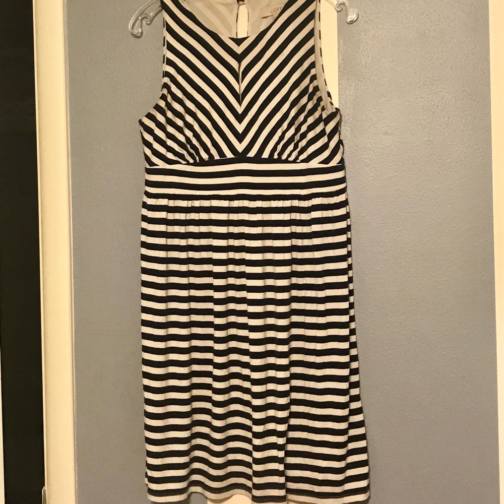 Navy & white striped cotton summer dress